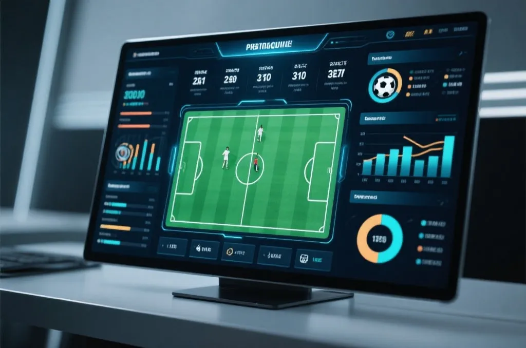 Sports match statistics dashboard showing live performance charts and data analytics